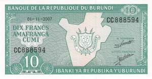 Burundi p33e 10 Francs 2007
